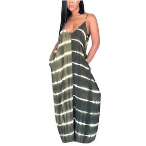 Tie Dye Green & White Maxi Dress